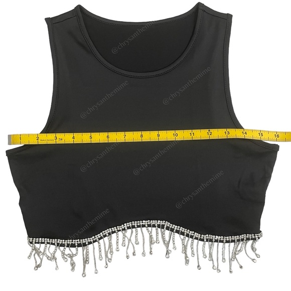 NWT • Rhinestone Fringe Crop Tank Top - Picture 8 of 9
